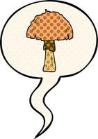 cartoon mushroom and speech bubble in comic book style vector