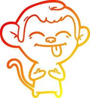 warm gradient line drawing funny cartoon monkey vector