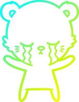 cold gradient line drawing crying cartoon polarbear vector