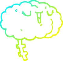 cold gradient line drawing happy cartoon brain vector