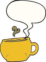 cartoon coffee cup and speech bubble vector