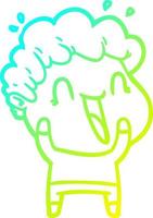 cold gradient line drawing cartoon happy man vector