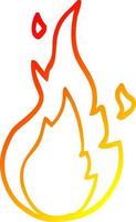 warm gradient line drawing cartoon flame symbol vector