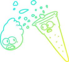 cold gradient line drawing cartoon ice cream vector