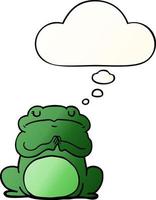 cartoon arrogant frog and thought bubble in smooth gradient style vector