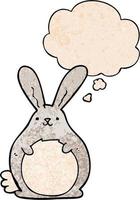 cartoon rabbit and thought bubble in grunge texture pattern style vector