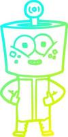 cold gradient line drawing happy cartoon robot vector