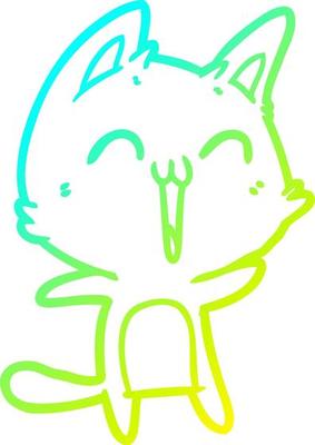 cold gradient line drawing happy cartoon cat