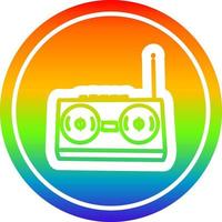 reproductor de casetes de radio circular en el espectro del arco iris vector