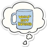 worlds best husband mug and thought bubble as a printed sticker vector