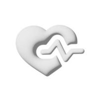 icono de latido del corazón 3d aislado en el estilo de arte de papel de fondo blanco foto