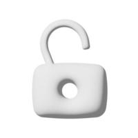 Unlock icon 3d isolated on white background Paper art style photo
