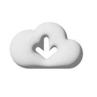 icono de descarga de nube 3d aislado sobre fondo blanco foto