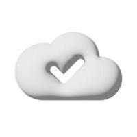 Cloud check icon 3d isolated on white background photo