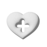 Heart plus icon 3d isolated on white background Paper art style photo