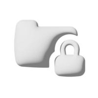 Folder lock icon 3d isolated on white background photo