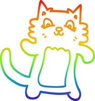 rainbow gradient line drawing cartoon dancing cat vector