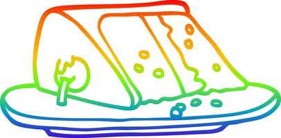 rainbow gradient line drawing cartoon slice of cake vector