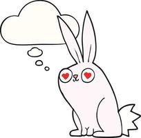 cartoon bunny rabbit in love and thought bubble vector