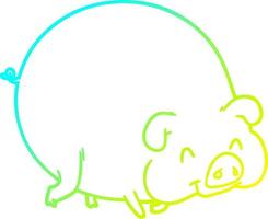 cold gradient line drawing cartoon pig vector