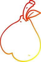 warm gradient line drawing cartoon pear vector