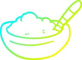 cold gradient line drawing cartoon bowl of mashed potato vector