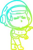 cold gradient line drawing cartoon stressed astronaut vector