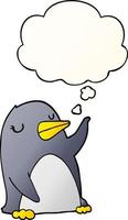 cartoon penguin and thought bubble in smooth gradient style vector