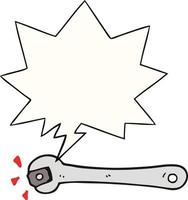 cartoon spanner turning nut and speech bubble vector