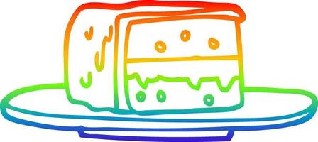 rainbow gradient line drawing cartoon slice of cake vector
