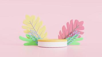 minimal, white stage, products pink background,  for cosmetic or any product things banner design. 3d render illustration photo