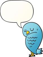 cartoon bird and speech bubble in smooth gradient style vector