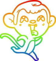 rainbow gradient line drawing crazy cartoon monkey vector