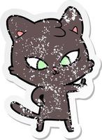 distressed sticker of a cute cartoon cat vector