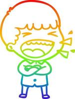 rainbow gradient line drawing cartoon laughing man vector