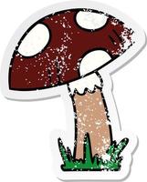 distressed sticker cartoon doodle of a toad stool vector