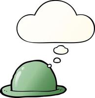 cartoon bowler hat and thought bubble in smooth gradient style vector