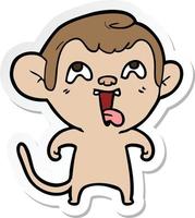 sticker of a crazy cartoon monkey vector