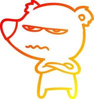 warm gradient line drawing angry bear cartoon vector