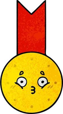 retro grunge texture cartoon gold medal