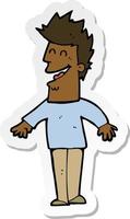 sticker of a cartoon happy man vector