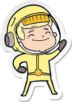 sticker of a happy cartoon astronaut vector