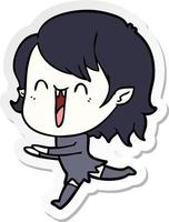 sticker of a cute cartoon happy vampire girl vector