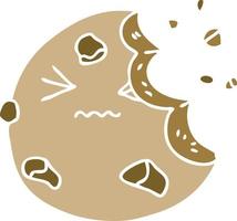 quirky hand drawn cartoon munched cookie vector