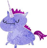 retro cartoon doodle of a magical unicorn vector