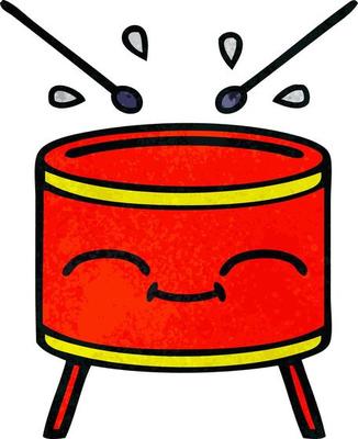retro grunge texture cartoon drum