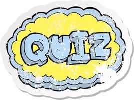 retro distressed sticker of a cartoon quiz sign vector