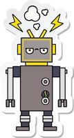 sticker of a cute cartoon malfunctioning robot vector