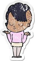 distressed sticker of a cartoon woman vector