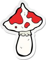 sticker of a cartoon toadstool vector